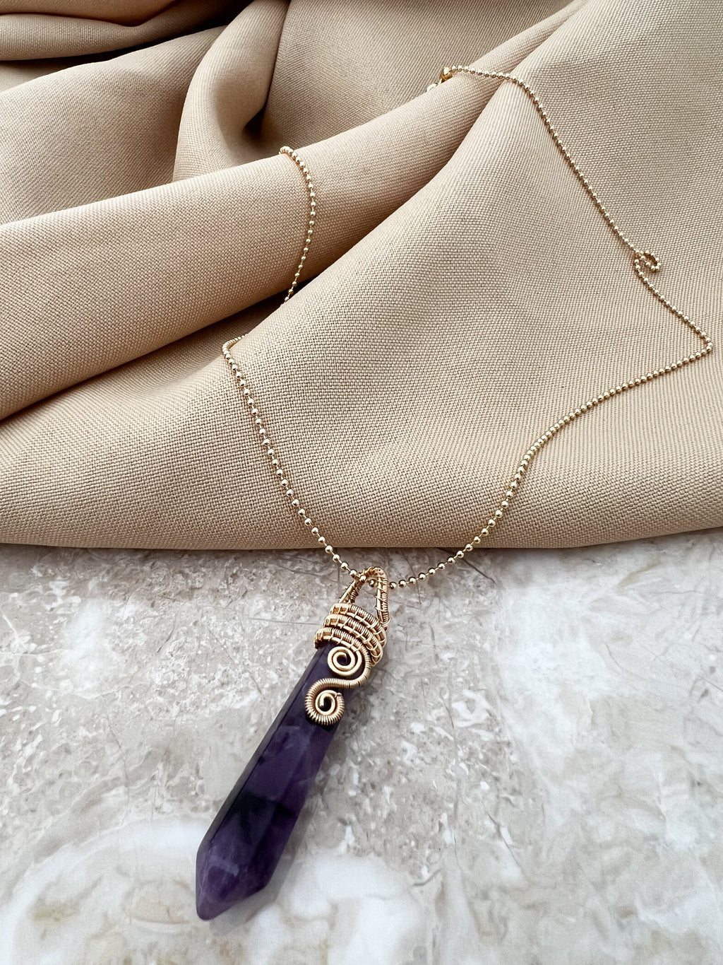 Amethyst Stone Necklace Style #3