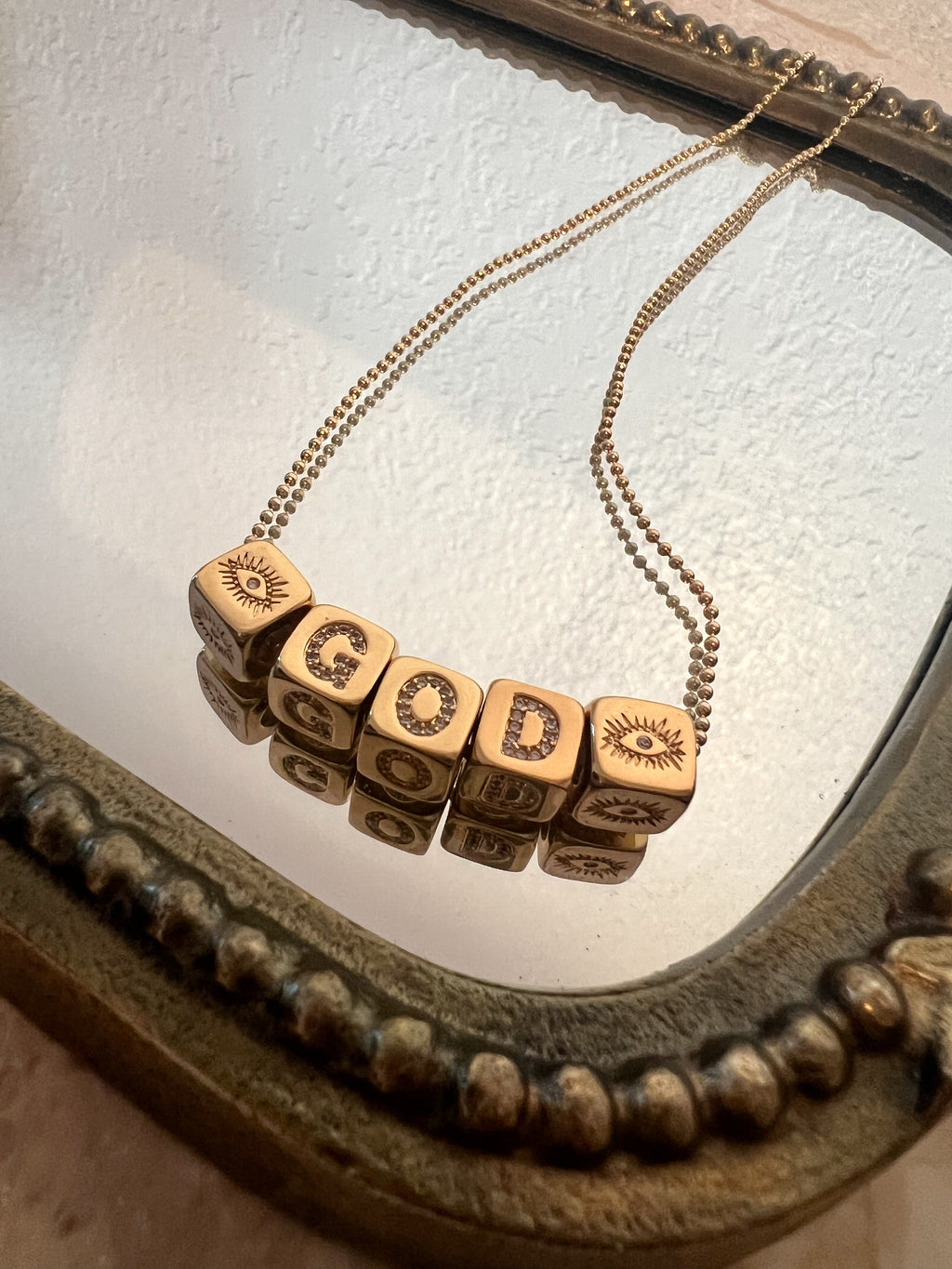 GOD Gold Block Necklace