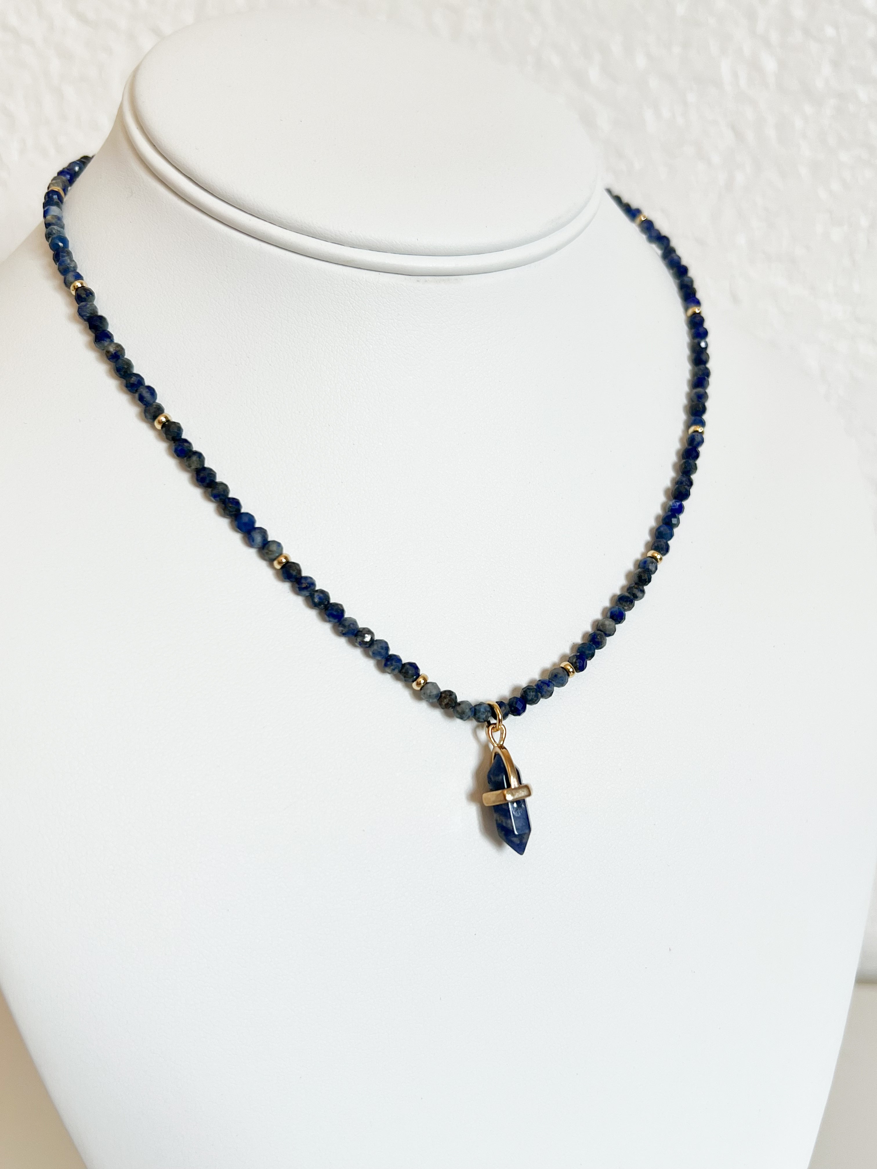 Lapis Lazuli - Beaded Charm Necklace