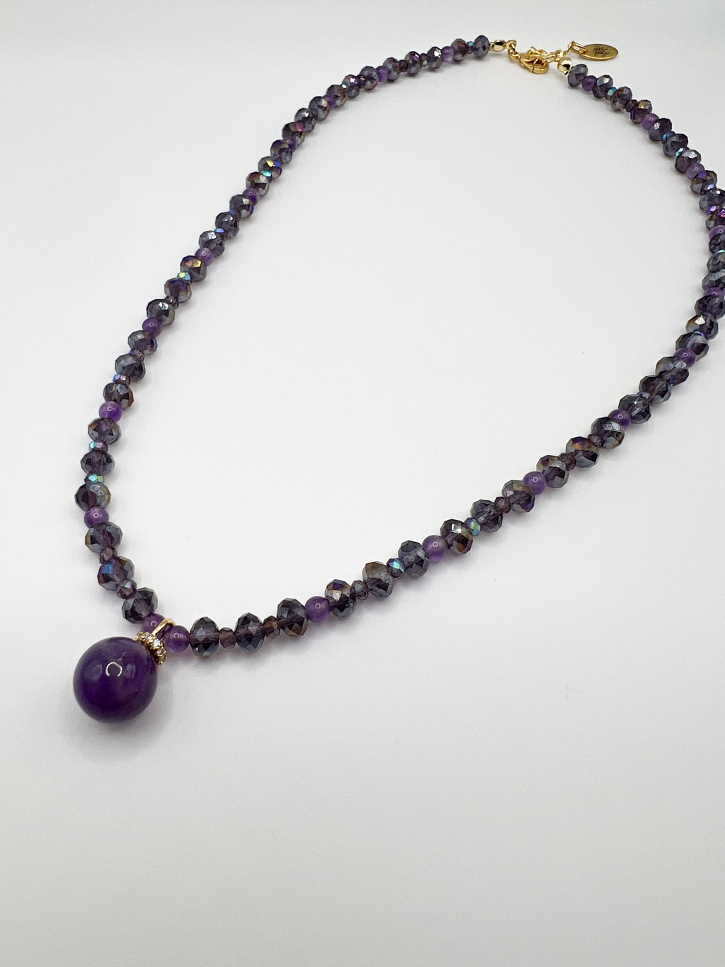 Jazibel | Amethyst & Crystal Beaded Necklace (002)