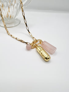 AMARA - Rose Quartz Charm Necklace